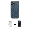 MARSİLYAN™- iPhone 13 Pro Max Kılıf Ahenk Işık - Siyah 3D Antistatik Hayalet Cam Ekran Koruyucu + Shine Kamera Lens - GD