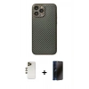 MARSİLYAN™- iPhone 13 Pro Max Kılıf Ahenk Işık - Siyah 3D Antistatik Hayalet Cam Ekran Koruyucu + Shine Kamera Lens - GD