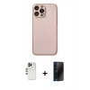MARSİLYAN™- iPhone 13 Pro Max Kılıf Ahenk Işık - Siyah 3D Antistatik Hayalet Cam Ekran Koruyucu + Shine Kamera Lens - GD