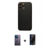 MARSİLYAN™- iPhone 13 Pro Max Kılıf Ahenk Işık - Siyah 3D Antistatik Hayalet Cam Ekran Koruyucu + Neon Fosforlu Kamera Lens - MI