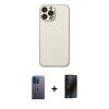 MARSİLYAN™- iPhone 13 Pro Max Kılıf Ahenk Işık - Siyah 3D Antistatik Hayalet Cam Ekran Koruyucu + Neon Fosforlu Kamera Lens - MI
