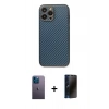 MARSİLYAN™- iPhone 13 Pro Max Kılıf Ahenk Işık - Siyah 3D Antistatik Hayalet Cam Ekran Koruyucu + Neon Fosforlu Kamera Lens - MI