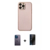 MARSİLYAN™- iPhone 13 Pro Max Kılıf Ahenk Işık - Siyah 3D Antistatik Hayalet Cam Ekran Koruyucu + Neon Fosforlu Kamera Lens - MI