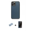 MARSİLYAN™- iPhone 13 Pro Max Kılıf Ahenk Işık - Siyah 3D Antistatik Hayalet Cam Ekran Koruyucu + Shine Kamera Lens Koruma Cam - MI