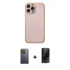 MARSİLYAN™- iPhone 13 Pro Max Kılıf Ahenk Işık - Siyah 3D Antistatik Hayalet Cam Ekran Koruyucu + Neon Fosforlu Kamera Lens - YL