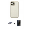 MARSİLYAN™- iPhone 13 Pro Max Kılıf Ahenk Işık - Siyah 3D Antistatik Hayalet Cam Ekran Koruyucu + Renkli Kamera Lens Koruma Cam - PE