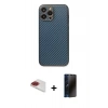 MARSİLYAN™- iPhone 13 Pro Max Kılıf Ahenk Işık - Siyah 3D Antistatik Hayalet Cam Ekran Koruyucu + Pers Alüminyum Kamera Lens - KI