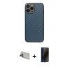 MARSİLYAN™- iPhone 13 Pro Max Kılıf Ahenk Işık - Siyah 3D Antistatik Hayalet Cam Ekran Koruyucu + Rainbow Kamera Lens Koruma Cam - REGD