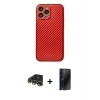 MARSİLYAN™- iPhone 13 Pro Max Kılıf Ahenk Işık - Siyah 3D Antistatik Hayalet Cam Ekran Koruyucu + Raze Metal Kamera Lens - GD