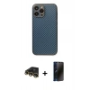 MARSİLYAN™- iPhone 13 Pro Max Kılıf Ahenk Işık - Siyah 3D Antistatik Hayalet Cam Ekran Koruyucu + Raze Metal Kamera Lens - GD