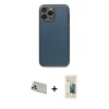 MARSİLYAN™- iPhone 13 Pro Max Kılıf Ahenk Işık - Siyah 6D Mat Seramik Hayalet Nano Ekran Koruyucu + Beyaz Rainbow Kamera Lens Koruma Cam