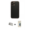 MARSİLYAN™- iPhone 13 Pro Max Kılıf Ahenk Işık - Siyah 6D Mat Seramik Hayalet Nano Ekran Koruyucu + Beyaz Rainbow Kamera Lens Koruma Cam