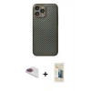 MARSİLYAN™- iPhone 13 Pro Max Kılıf Ahenk Işık - Siyah 6D Mat Seramik Hayalet Nano Ekran Koruyucu + Pers Alüminyum Kamera Lens - GI