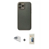 MARSİLYAN™- iPhone 13 Pro Max Kılıf Ahenk Işık - Siyah 6D Mat Seramik Hayalet Nano Ekran Koruyucu + Pers Alüminyum Kamera Lens - SABE