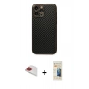 MARSİLYAN™- iPhone 13 Pro Max Kılıf Ahenk Işık - Siyah 6D Mat Seramik Hayalet Nano Ekran Koruyucu + Pers Alüminyum Kamera Lens - KI
