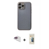 MARSİLYAN™- iPhone 13 Pro Max Kılıf Ahenk Işık - Siyah 6D Mat Seramik Hayalet Nano Ekran Koruyucu + Pers Alüminyum Kamera Lens - GI