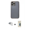 MARSİLYAN™- iPhone 13 Pro Max Kılıf Ahenk Işık - Siyah 6D Mat Seramik Hayalet Nano Ekran Koruyucu + Pers Alüminyum Kamera Lens - SABE