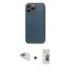 MARSİLYAN™- iPhone 13 Pro Max Kılıf Ahenk Işık - Siyah 6D Mat Seramik Hayalet Nano Ekran Koruyucu + Pers Alüminyum Kamera Lens - SABE