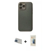 MARSİLYAN™- iPhone 13 Pro Max Kılıf Ahenk Işık - Siyah 6D Mat Seramik Hayalet Nano Ekran Koruyucu + Rainbow Kamera Lens Koruma Cam - MI