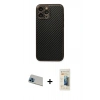 MARSİLYAN™- iPhone 13 Pro Max Kılıf Ahenk Işık - Siyah 6D Mat Seramik Hayalet Nano Ekran Koruyucu + Rainbow Kamera Lens Koruma Cam - MI