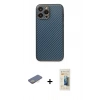 MARSİLYAN™- iPhone 13 Pro Max Kılıf Ahenk Işık - Siyah 6D Mat Seramik Hayalet Nano Ekran Koruyucu + Renkli Kamera Lens Koruma Cam - SI