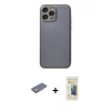MARSİLYAN™- iPhone 13 Pro Max Kılıf Ahenk Işık - Siyah 6D Mat Seramik Hayalet Nano Ekran Koruyucu + Renkli Kamera Lens Koruma Cam - SI
