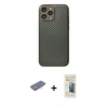 MARSİLYAN™- iPhone 13 Pro Max Kılıf Ahenk Işık - Siyah 6D Mat Seramik Hayalet Nano Ekran Koruyucu + Renkli Kamera Lens Koruma Cam - PE