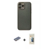MARSİLYAN™- iPhone 13 Pro Max Kılıf Ahenk Işık - Siyah 6D Mat Seramik Hayalet Nano Ekran Koruyucu + Renkli Kamera Lens Koruma Cam - SI