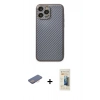 MARSİLYAN™- iPhone 13 Pro Max Kılıf Ahenk Işık - Siyah 6D Mat Seramik Hayalet Nano Ekran Koruyucu + Renkli Kamera Lens Koruma Cam - PE