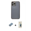 MARSİLYAN™- iPhone 13 Pro Max Kılıf Ahenk Işık - Siyah 6D Mat Seramik Hayalet Nano Ekran Koruyucu + Shine Kamera Lens Koruma Cam - GI