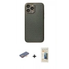 MARSİLYAN™- iPhone 13 Pro Max Kılıf Ahenk Işık - Siyah 6D Mat Seramik Hayalet Nano Ekran Koruyucu + Renkli Kamera Lens Koruma Cam - TU