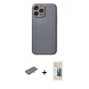 MARSİLYAN™- iPhone 13 Pro Max Kılıf Ahenk Işık - Siyah 6D Mat Seramik Hayalet Nano Ekran Koruyucu + Renkli Kamera Lens Koruma Cam - TU