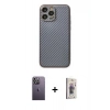 MARSİLYAN™- iPhone 13 Pro Max Kılıf Ahenk Işık - Siyah Bilvis 3D Cam Ekran Koruyucu + Neon Fosforlu Kamera Lens - BZ