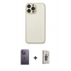 MARSİLYAN™- iPhone 13 Pro Max Kılıf Ahenk Işık - Siyah Bilvis 3D Cam Ekran Koruyucu + Neon Fosforlu Kamera Lens - BZ