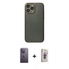 MARSİLYAN™- iPhone 13 Pro Max Kılıf Ahenk Işık - Siyah Bilvis 3D Cam Ekran Koruyucu + Neon Fosforlu Kamera Lens - BZ