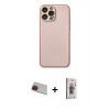 MARSİLYAN™- iPhone 13 Pro Max Kılıf Ahenk Işık - Siyah Bilvis 3D Cam Ekran Koruyucu + Rainbow Kamera Lens Koruma Cam - KI
