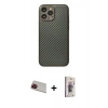 MARSİLYAN™- iPhone 13 Pro Max Kılıf Ahenk Işık - Siyah Bilvis 3D Cam Ekran Koruyucu + Rainbow Kamera Lens Koruma Cam - KI