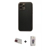 MARSİLYAN™- iPhone 13 Pro Max Kılıf Ahenk Işık - Siyah Bilvis 3D Cam Ekran Koruyucu + Rainbow Kamera Lens Koruma Cam - KI