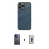 MARSİLYAN™- iPhone 13 Pro Max Kılıf Ahenk Işık - Siyah Bilvis 3D Cam Ekran Koruyucu + Neon Fosforlu Kamera Lens - MI