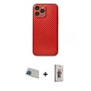 MARSİLYAN™- iPhone 13 Pro Max Kılıf Ahenk Işık - Siyah Bilvis 3D Cam Ekran Koruyucu + Mavi Rainbow Kamera Lens Koruma Cam