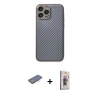 MARSİLYAN™- iPhone 13 Pro Max Kılıf Ahenk Işık - Siyah Bilvis 3D Cam Ekran Koruyucu + Renkli Kamera Lens Koruma Cam - MI