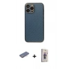 MARSİLYAN™- iPhone 13 Pro Max Kılıf Ahenk Işık - Siyah Bilvis 3D Cam Ekran Koruyucu + Renkli Kamera Lens Koruma Cam - MI
