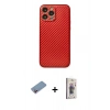 MARSİLYAN™- iPhone 13 Pro Max Kılıf Ahenk Işık - Siyah Bilvis 3D Cam Ekran Koruyucu + Pembe Shine Kamera Lens Koruma Cam