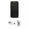 MARSİLYAN™- iPhone 13 Pro Max Kılıf Ahenk Işık - Siyah Bilvis 3D Cam Ekran Koruyucu + Pers Alüminyum Kamera Lens - GD