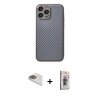 MARSİLYAN™- iPhone 13 Pro Max Kılıf Ahenk Işık - Siyah Bilvis 3D Cam Ekran Koruyucu + Pers Alüminyum Kamera Lens - GD