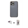 MARSİLYAN™- iPhone 13 Pro Max Kılıf Ahenk Işık - Siyah Bilvis 3D Cam Ekran Koruyucu + Pers Alüminyum Kamera Lens - GI
