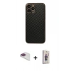 MARSİLYAN™- iPhone 13 Pro Max Kılıf Ahenk Işık - Siyah Bilvis 3D Cam Ekran Koruyucu + Pers Alüminyum Kamera Lens - GI