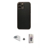 MARSİLYAN™- iPhone 13 Pro Max Kılıf Ahenk Işık - Siyah Bilvis 3D Cam Ekran Koruyucu + Pers Alüminyum Kamera Lens - SABE