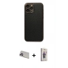 MARSİLYAN™- iPhone 13 Pro Max Kılıf Ahenk Işık - Siyah Bilvis 3D Cam Ekran Koruyucu + Rainbow Kamera Lens Koruma Cam - MR