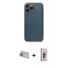 MARSİLYAN™- iPhone 13 Pro Max Kılıf Ahenk Işık - Siyah Bilvis 3D Cam Ekran Koruyucu + Rainbow Kamera Lens Koruma Cam - BZ